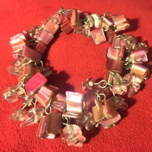 Pink faux stone necklace and bracelet